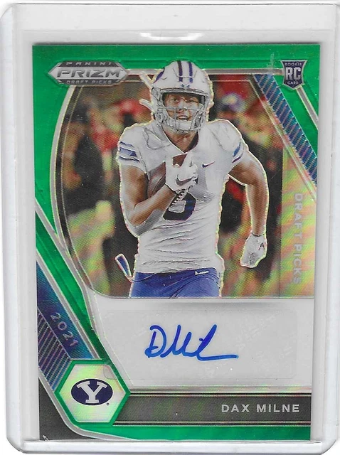 2021 Panini Prizm Draft Dak Milne Prizm Green Rookie Auto BYU