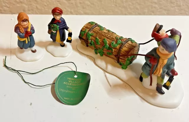 DEPT 56 Heritage Village Collection Bringing Home The Yule Log #55581  W/Box