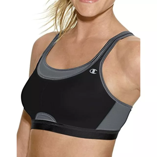 Champion All-out Support Sports Bra BLACK/MEDGRAY 38C Super Max CH1660
