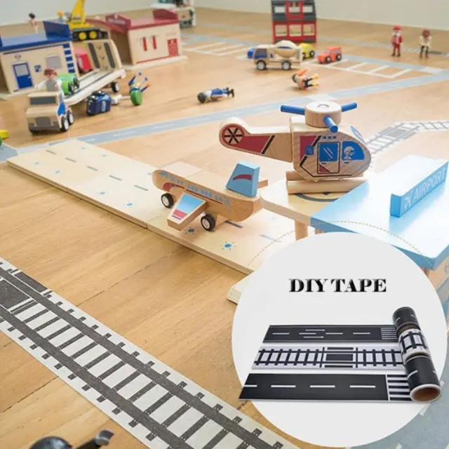 Traffic Road Tapes Kids Toy Car Adhesive & Removable Track Sti E6K0 Room F4L6