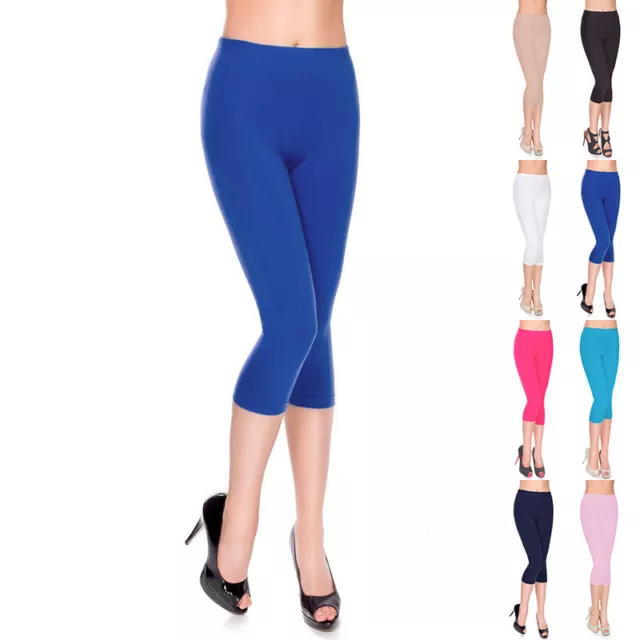 leggings femme 3/4 leggings opaques coton pantalon linge yoga fitness pantalon 2