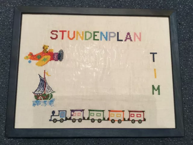 handgestickter Stundenplan mit Namen*Bild für die Wand* TIM