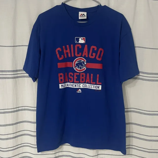 Chicago Cubs Cotton T-Shirt Men’s size large Blue MLB Majestic Short sleeve crew