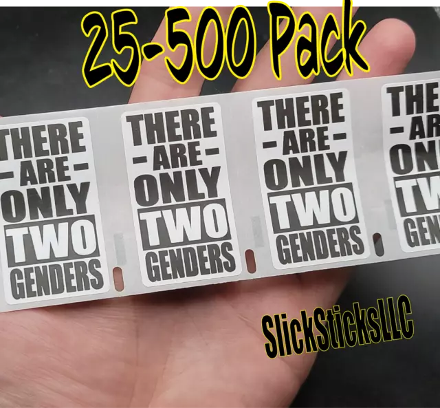 THERE ARE ONLY TWO GENDERS Stickers 25-500 Pack 2 man women decal labels sticker