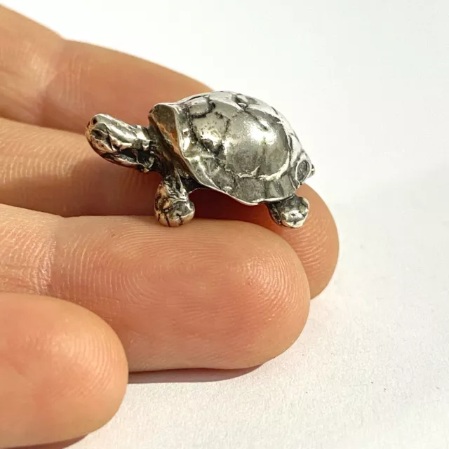 vintage solid silver turtle  miniature ,  hallmarked italian figurine