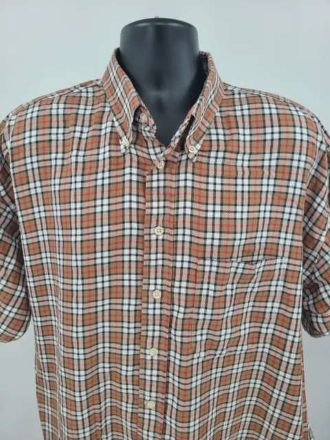 Burberry Shirt 2XL Brown Black Plaid Thin Lightweight Short Sleeve Pocket Men 2