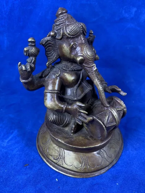 India Buddhism Bronze? Ganesha Ganesh elephant God Wealth Buddha Statue 3713