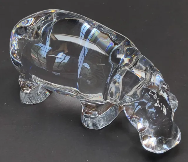 BACCARAT France Crystal 6 1/4” HIPPOPOTAMUS Hippo Sculpture Figurine