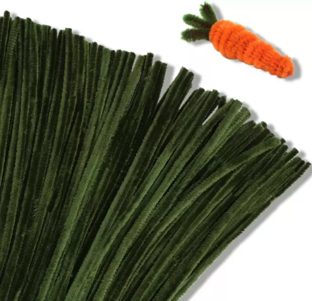 100 Pieces Pipe Cleaners Chenille Stem, Grass Green Pipe Cleaners Craft, Pipe Cl