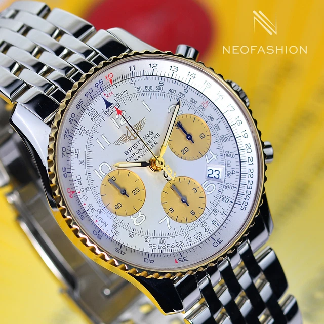 BREITLING NAVITIMER 2 Tone 18K Gold Bezel Beautiful White Dial Mens Watch D23322 EUR 4.625 43 PicClick IT