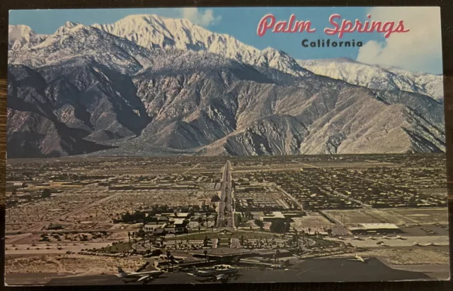 AERIAL VIEW SCENE Palm Springs California CA Mountains Valley Vintage Postcard