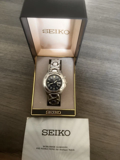 SEIKO AGS SCUBA 200m Diver 3M22-0D20 Blue Dial Auto Generating