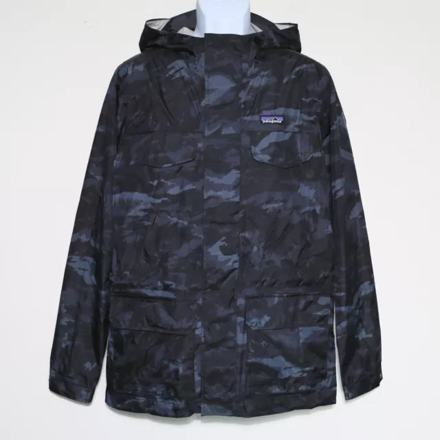 $219 PATAGONIA - 27070 Blue Camo Torrentshell Parka Hooded Jacket - Men's Small