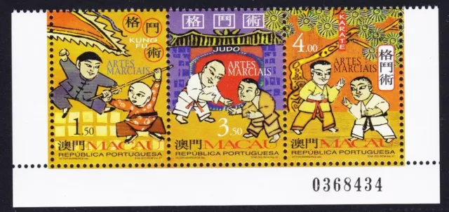 Macao Macau Martial Arts Strip of 3v Control number 1997 MNH SG#1018-1020
