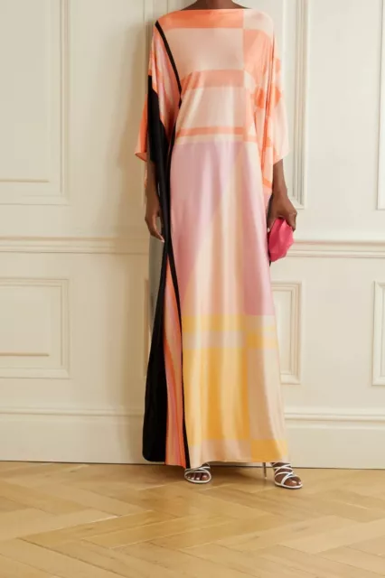 Long Printed Long Satin Silk Long Kaftan For Women Silk Kaftan Maxi Dress Robe