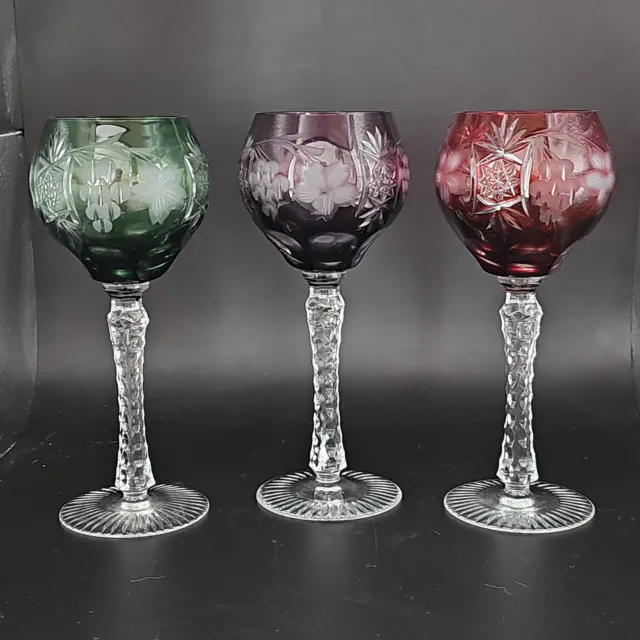 Trio Bohemian Cut to Clear wine glasses. 250ml