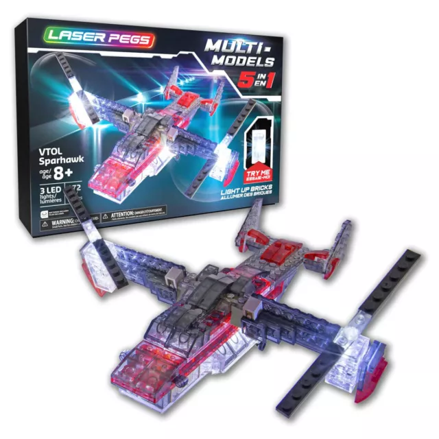 Laser Clavijas Multi Modelos - 5 in 1 Vtol Sparhawk Con Luz LED Y Ladrillo