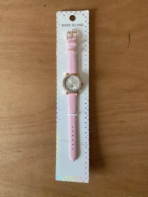 Ladies River Island Diamante Rose Gold Watch Rrp £24**New**