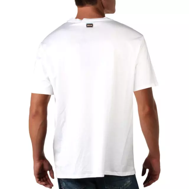 ROBERTO CAVALLI MENS White Embellished Wide Neck Tee Logo T-Shirt XXL ...