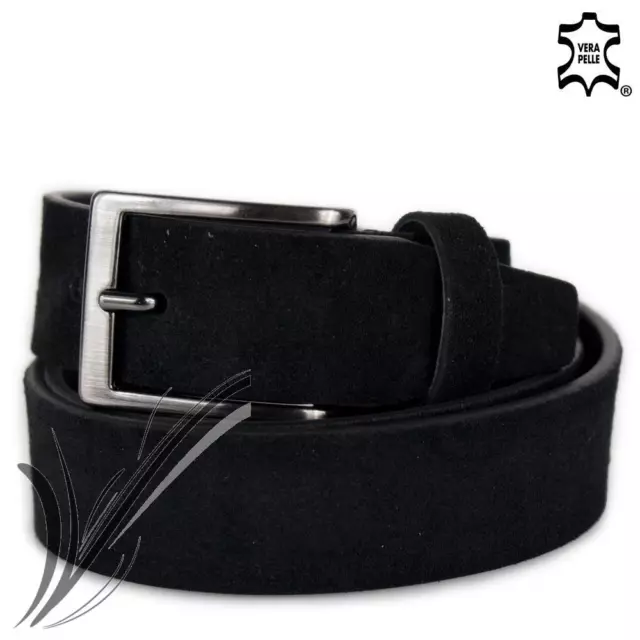 Cintura pelle uomo scamosciata cinta camoscio nera accorciabile jeans pantaloni