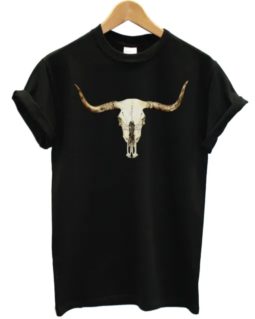 Cow Skull T Shirt Funny Emo Scary Skeleton Indie Hipster Brand Apparel Animal