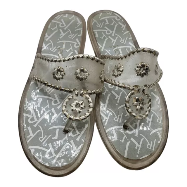 Jack Rogers Navajo Sandals Womens Sz 7 Platinum Clear Summer Beach Comfort