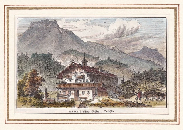 Watschöd Oberaudorf LK Rosenheim Bayern Holzstich woodcut 1880