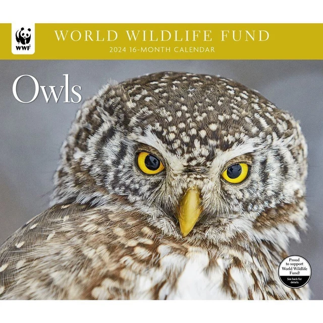 OWLS WWF 2024 Wall Calendar, WORLD WILDLIFE FUND Deluxe NEW! 29.95