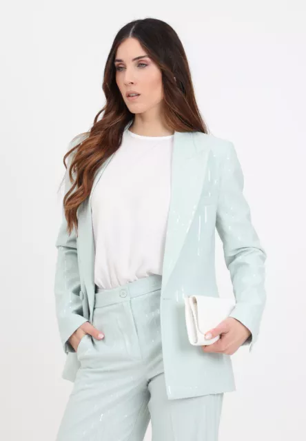 VICOLO Giacche Donna   Blazer da donna doppiopetto verde acqua con paillettes Pr