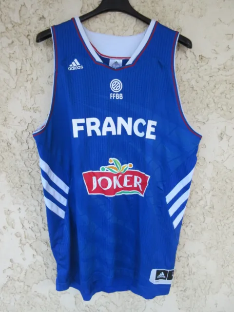 Maillot basket équipe de FRANCE shirt ADIDAS bleu FFBB jersey maglia L