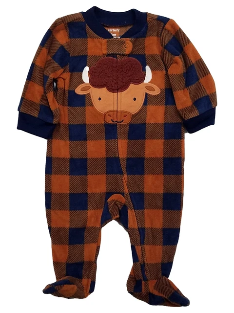Carters Infant Boys Blue & Rust Plaid Buffalo Sleeper Pajama 3m