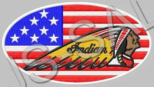 *****INDIAN MOTORCYCLE FLAG PATCH*****EMBROIDERY ~7" x 3-7/8" IRON/SEW ON CHIEF