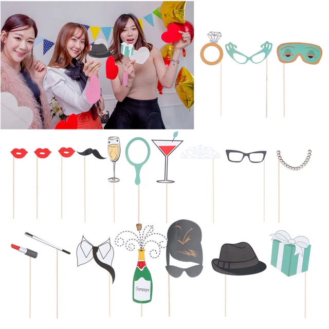 20 pz kit oggetti di scena matrimonio divertenti oggetti di scena per matrimoni bastoncini per matrimonio