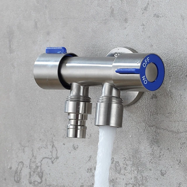 Robuster Edelstahl Wasserhahn mit Dreiecksventil für Waschmaschine