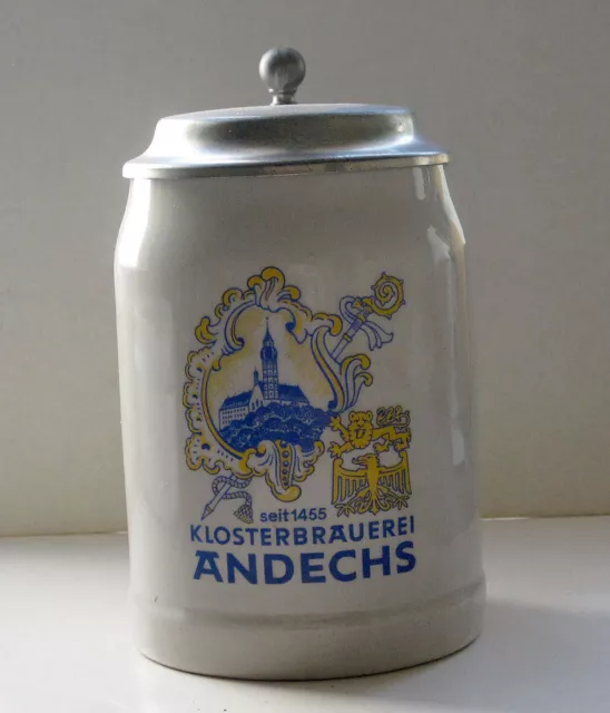 Bier Krug Klosterbrauerei Andechs mit Zinndeckel 0,5 l