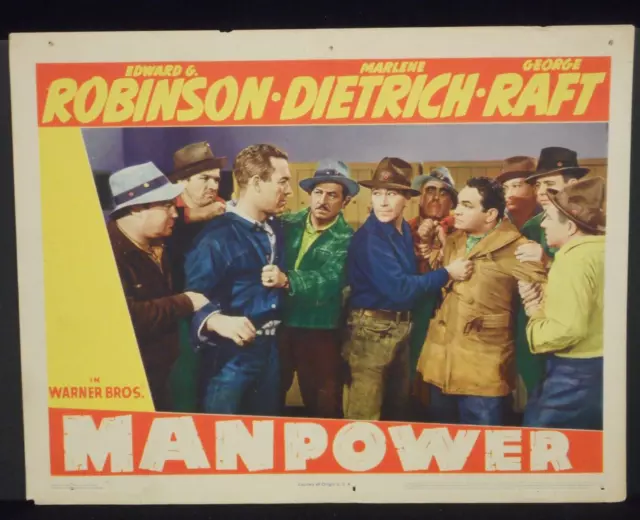 MANPOWER 1941 Lobby Card Edward G. Robinson George Raft Film Noir Raoul Walsh