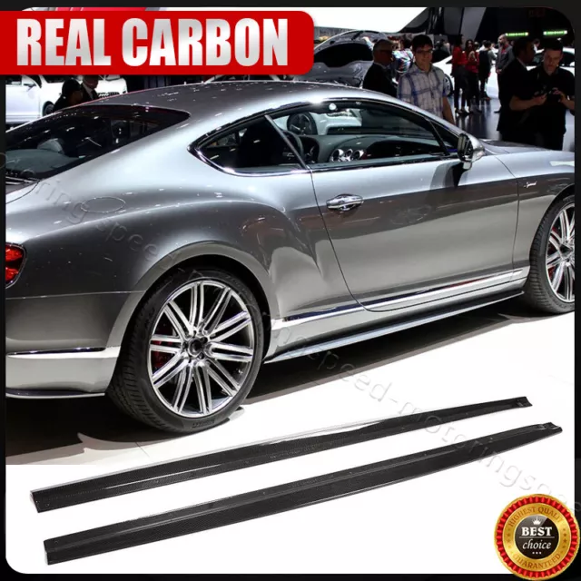 Fits Bentley Continental Gt 2012-16 REAL Carbon Side Skirt Extension Lip Spoiler