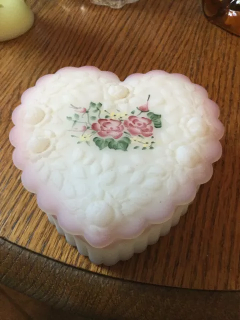 Fenton Roses in Garden Heart Trinket Box, 5789 EG