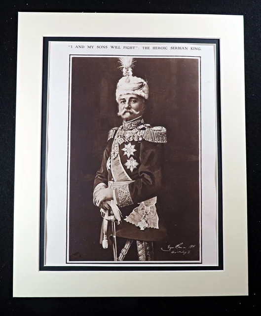 WW1 Print King Peter of Serbia Serbian Royal Portrait World War One Military