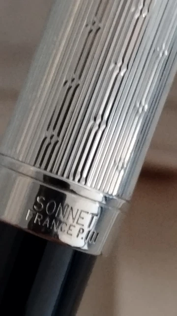 Stylo Plume Parker Sonnet - Argent Massif 925 & Plume En Or 18 Carats - Modèle Chevrons Rare