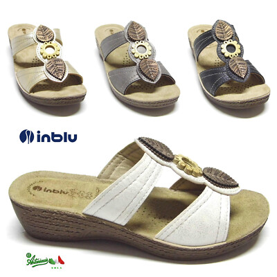 Inblu INBLU pantofole ciabatte donna solettaPELLE SOFT zeppa media comode GL 28 