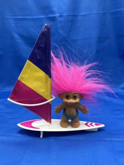 RUSS Troll WINDSURFER or SAILBOARDER Hot Pink hair, complete w/Tag #18353