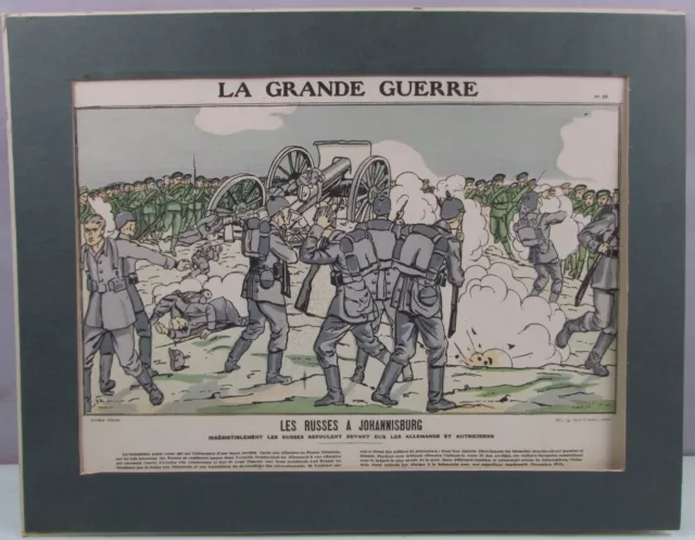 Litografía Patriótica La Gran Guerra Los Rusos En Johannisburgo Francesa 1 Guerra Mundial