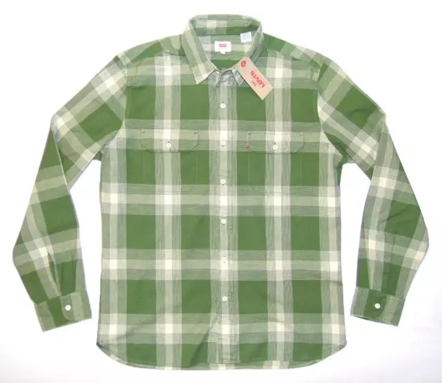 * LEVI'S * Men's NEW Classic Worker Shirt - Large - Green Check Regular Fit (G7)