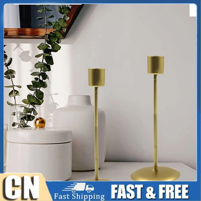 2 piezas Portavelas geométricas Exquisito Soporte para Boda (Oro)