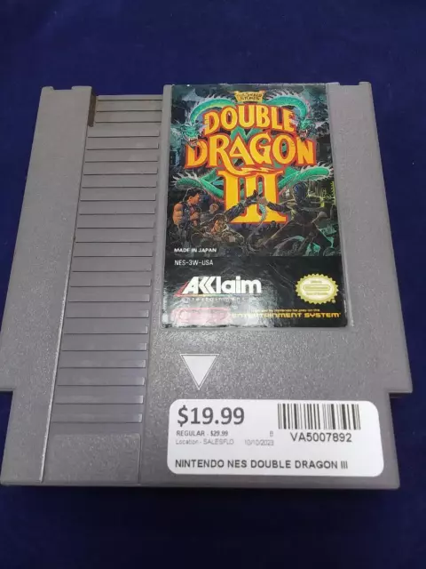 Double Dragon Iii - Original Nes Game Cartridge, Ships Fast