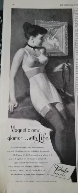 1947 FORMFIT BRA & Girdle, Sexy lady Pin Up, Life Foundations Magic Fit  Print Ad $8.49 - PicClick
