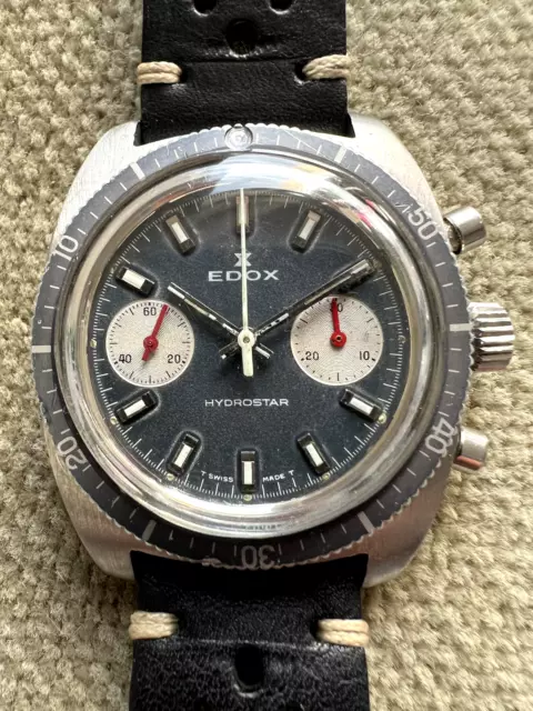 1970s EDOX Hydrostar - Chronograph 37 mm Steel Valjoux 7733 Vintage Wristwatch