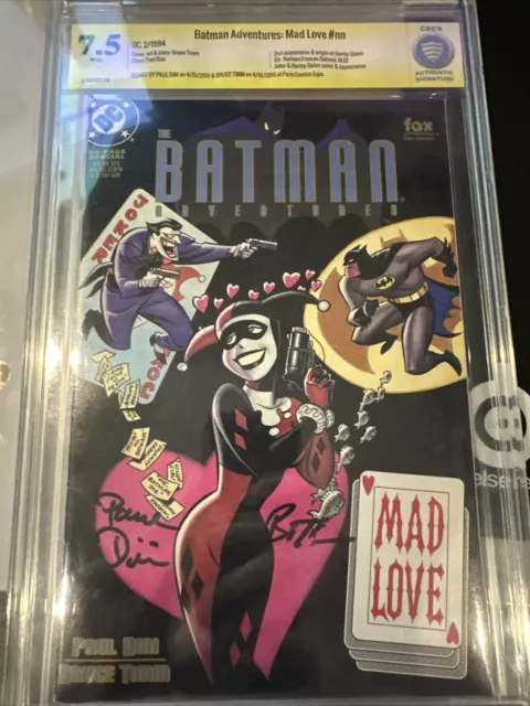 Batman Adventures Mad Love Cbcs 7.5 Bruce Timm,paul Dini Signed (cgc Pgx Egs Apg