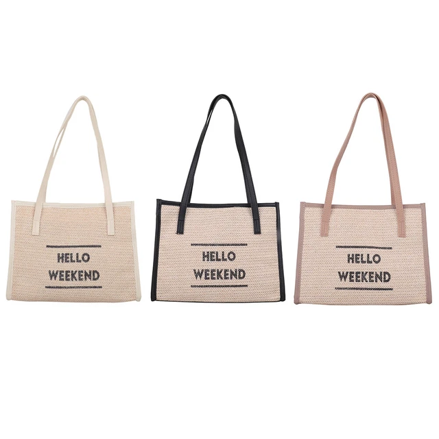 Women Summer Beach Handbags Large Capacity Shoulder Straw Letter Shopping Bags F